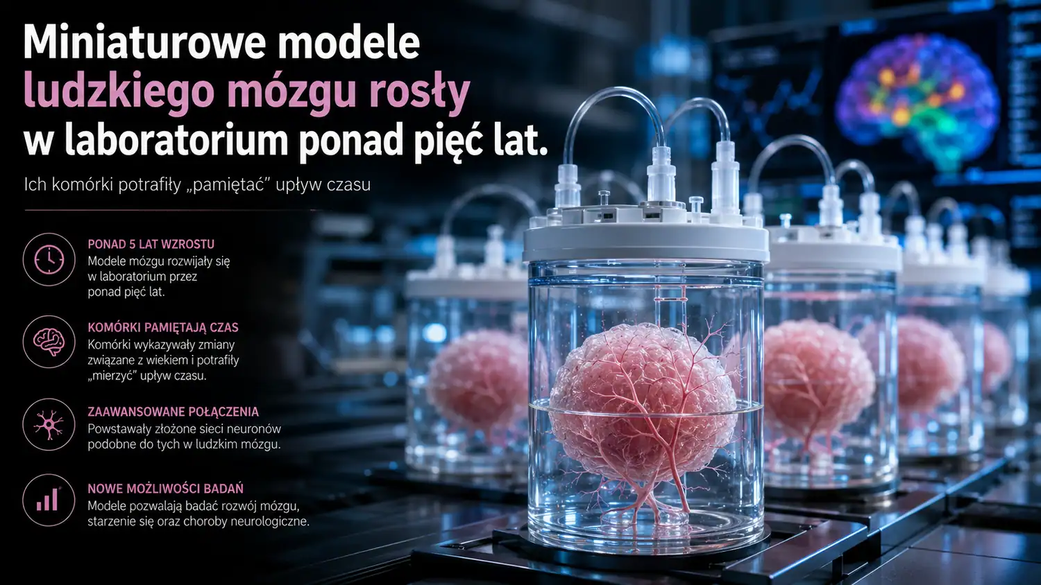 Miniaturowe modele ludzkiego mózgu rosły w laboratorium ponad pięć lat. Ich komórki potrafiły „pamiętać” upływ czasu